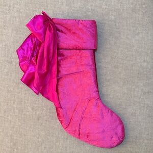 Anthropologie Pink Velvet Bow Stocking
